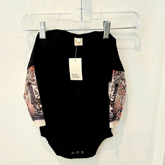 NWT Kid Tales black bodysuit with faux tattoo sleeves, Size 12-18 months - Picture 5 of 5